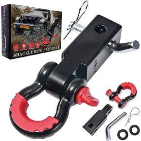 AQTZGOS Shackle Hitch Receiver & Towing Hitch Lock，2Inch 45000 LBS Maximum Break Strength, Solid with 3/4 D Ring，Tow Hitch Receiver，Towing Accessories for Vehicle Recovery Off-Road Red&Black1 in Saudi Arabia