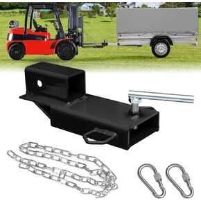 Forklift Trailer Hitch Attachment, EBESTTECH 1PC 2" Receiver Trailer Towing Adapter with Chain Black