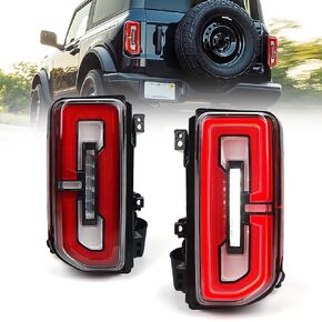 LED Tail Lights Fit for Ford Bronco 2021 2022 2023, Upgrade Taillight Set, Only Fit for Halogen Original Bronco Accessories, Tail Lamps Replacement Parts, Pair, Red Lens