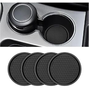 4 Pack Car Cup Holder Coaster, 2.75 Inch Diameter Non-Slip Universal Insert Coaster, Durable, Suitable for Most Car Interior, Car Accessory for Women and Men (Black)