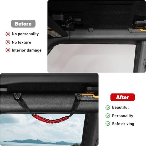 Linskip 2 حزمة من مقابض القضبان الدوارة المتوافقة مع Ford Bronco 2021 2022 2023، مقبض مقبض Bronco Paracord، ملحقات Bronco الداخلية (2/4 باب، Badlands Dozer أصفر) in Kuwait