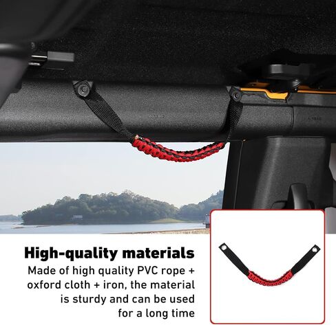 Linskip 2 حزمة من مقابض القضبان الدوارة المتوافقة مع Ford Bronco 2021 2022 2023، مقبض مقبض Bronco Paracord، ملحقات Bronco الداخلية (2/4 باب، Badlands Dozer أصفر) in Kuwait