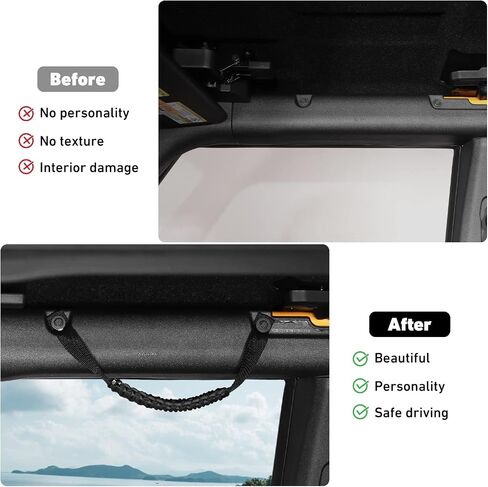 Linskip 2 حزمة من مقابض القضبان الدوارة المتوافقة مع Ford Bronco 2021 2022 2023، مقبض مقبض Bronco Paracord، ملحقات Bronco الداخلية (2/4 باب، Badlands Dozer أصفر) in Kuwait