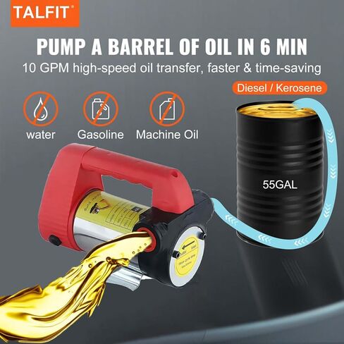 مضخة نقل 12 فولت، مضخة نقل ديزل، مضخة نقل وقود 12 فولت مع مجموعة فوهة وقود اوتوماتيكية، مضخة سائل محمولة للديزل والزيت والكيروسين والمزيد in Kuwait