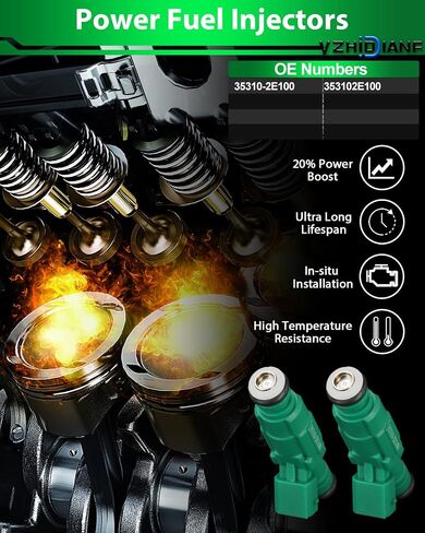 YZHIDIANF 35310-2E100 1.8L 2.4L Sonata Elantra Fuel Injectors Fit for:-Hyundai Sonata 2006 2007 2008 2009 2.4L L4, Elantra 2011 2012 2013 1.8L L4, Replacement 353102E100 (4 Pcs) in Saudi Arabia
