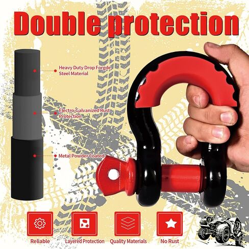 AQTZGOS Shackle Hitch Receiver & Towing Hitch Lock，2Inch 45000 LBS Maximum Break Strength, Solid with 3/4 D Ring，Tow Hitch Receiver，Towing Accessories for Vehicle Recovery Off-Road Red&Black1 in Saudi Arabia