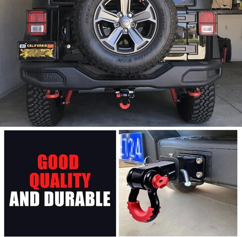 AQTZGOS Shackle Hitch Receiver & Towing Hitch Lock，2Inch 45000 LBS Maximum Break Strength, Solid with 3/4 D Ring，Tow Hitch Receiver，Towing Accessories for Vehicle Recovery Off-Road Red&Black1 in Saudi Arabia