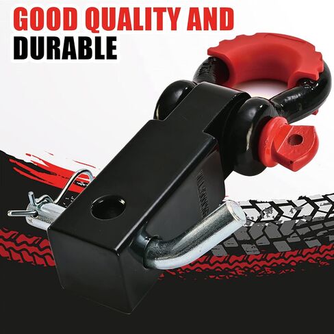 AQTZGOS Shackle Hitch Receiver & Towing Hitch Lock，2Inch 45000 LBS Maximum Break Strength, Solid with 3/4 D Ring，Tow Hitch Receiver，Towing Accessories for Vehicle Recovery Off-Road Red&Black1 in Saudi Arabia