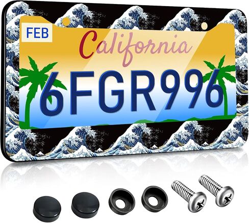 License Plate Frames for Women Autism Awareness Car Plate Holder Cover Color Puzzle Palms Metal Tag Frame Stainless Steel Car Accessories Front Rear Plate Decor in Kuwait