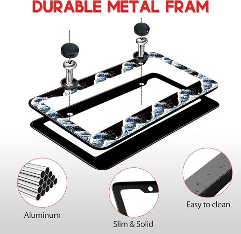 License Plate Frames for Women Autism Awareness Car Plate Holder Cover Color Puzzle Palms Metal Tag Frame Stainless Steel Car Accessories Front Rear Plate Decor in Kuwait