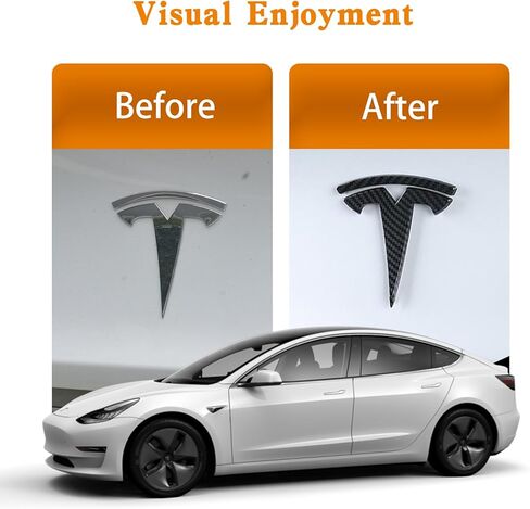 Mochtesie موديل 3 غطاء شعار ملصق شارة 3 قطع/مجموعة متوافقة مع ملحقات شعار Tesla Model 3 (ألياف الكربون اللامعة) in Kuwait