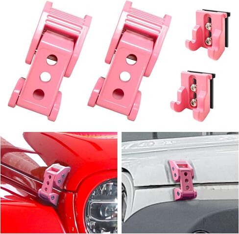 STANVEE Aluminum Hood Latches, Hood Catch Kit Compatible with Jeep Wrangler JK JKU 2007-2018 & Jeep Wrangler JL JLU Gladiator JT 2007-2021, No Drilling Required (Pink) in Saudi Arabia