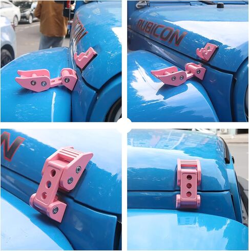 STANVEE Aluminum Hood Latches, Hood Catch Kit Compatible with Jeep Wrangler JK JKU 2007-2018 & Jeep Wrangler JL JLU Gladiator JT 2007-2021, No Drilling Required (Pink) in Saudi Arabia