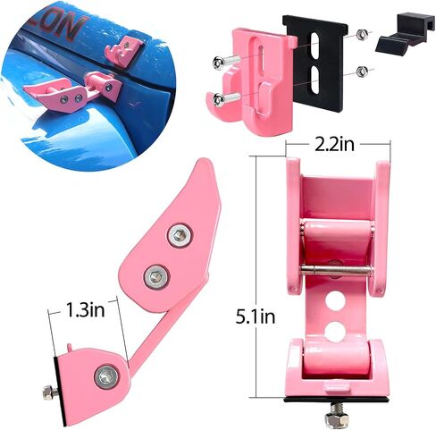 STANVEE Aluminum Hood Latches, Hood Catch Kit Compatible with Jeep Wrangler JK JKU 2007-2018 & Jeep Wrangler JL JLU Gladiator JT 2007-2021, No Drilling Required (Pink) in Saudi Arabia