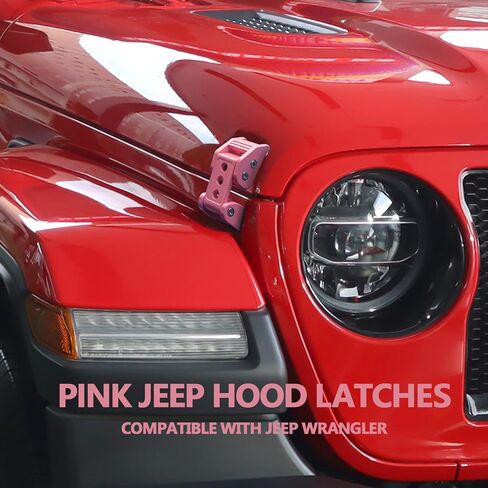 STANVEE Aluminum Hood Latches, Hood Catch Kit Compatible with Jeep Wrangler JK JKU 2007-2018 & Jeep Wrangler JL JLU Gladiator JT 2007-2021, No Drilling Required (Pink) in Saudi Arabia