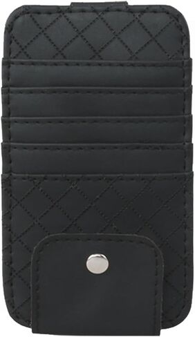 BAIWANLCH Car Sun Visor Organiser PU Leather Car Visor Organizer Car Truck SUV Storage Pouch Multi-Function Car Interior Storage Clip for Card Sunglasses Holder for Car Visor Accessories(Black) in Kuwait