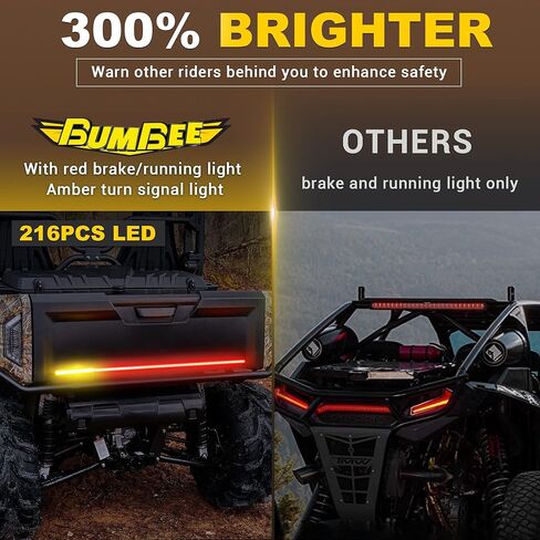 شريط إضاءة خلفي UTV، شريط إضاءة LED للباب الخلفي مقاس 30 بوصة من Bumbee 216 LED مع إشارة انعطاف يسار ويمين كهرماني، فرامل حمراء، ضوء تشغيل أحمر لقوارب عربة الجولف ATV، شاحنة الطرق الوعرة RV، ضمان لمدة عامين in Kuwait