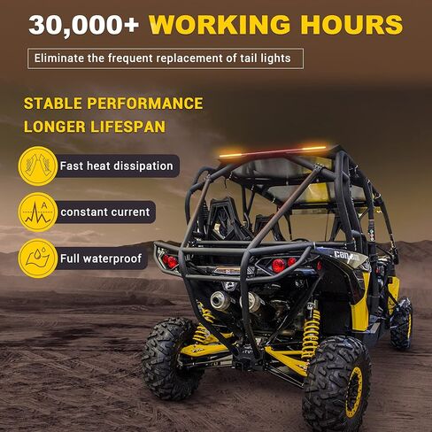 شريط إضاءة خلفي UTV، شريط إضاءة LED للباب الخلفي مقاس 30 بوصة من Bumbee 216 LED مع إشارة انعطاف يسار ويمين كهرماني، فرامل حمراء، ضوء تشغيل أحمر لقوارب عربة الجولف ATV، شاحنة الطرق الوعرة RV، ضمان لمدة عامين in Kuwait