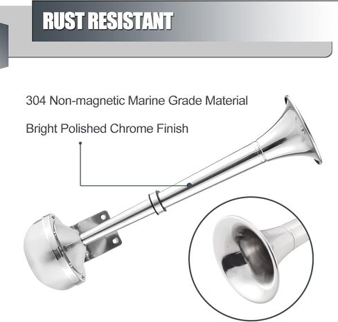 weyleity Boat Horn Waterproof Stainless Steel Single Trumpet, Electric Horn for 12v Boats Ship Sailboat Yacht Off-Road Vehicle Truck SUV RV Vans Touring Car in Saudi Arabia