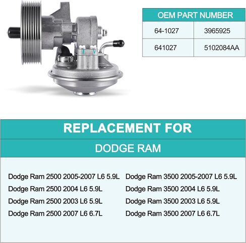 AULINK Brake Vacuum Pump 5102084AA 3965925 Compatible with 2003-2007 Dodge Ram 2500 3500 5.9L 6.7L Cummins Engine in Saudi Arabia