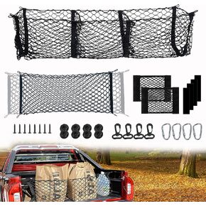 4 Set Car net, 1PC Pocket Trunk Cargo Organizer, 1PC Cargo Net for Pickup Truck Bed, 2PCS Car Storage Net Organizer for SUV, Car, Toyota, Pickup Truck Bed, Truck Accessories Bed Grocery Holder