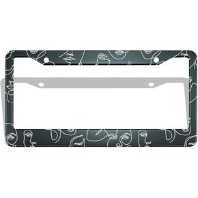 AOYEGO Face Line License Plate Covers Woman Girl Face Hair Art Black White Sketch Front Car Plate Frames Auto Metal Tags Protector for US Standard Car Accessories in Kuwait