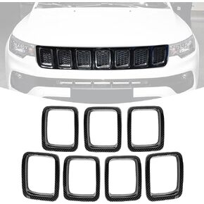 JeCar Grille Inserts ABS غطاء الشواية الأمامي ملحقات خارجية لسيارة Jeep Compass MP 2017-2020، أسود مطفي in Kuwait
