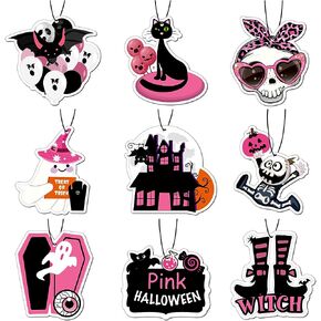 Finphoon Halloween Car Air Fresheners, Pink Spooky Car Accessories For Women Interior, 9-Pack Cute Car Hanging Scents for Car Decor and Home Spooky Gifts in Kuwait