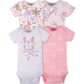 Gerber baby-girls 4-pack Short Sleeve Onesies Bodysuits