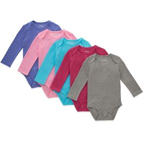 Hanes Baby Long Sleeve Bodysuit, Ultimate Flexy Bodysuits Boys & Girls, 5-Pack in Kuwait