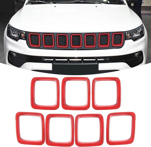 JeCar Grille Inserts ABS غطاء الشواية الأمامي ملحقات خارجية لسيارة Jeep Compass MP 2017-2020، أسود مطفي in Kuwait