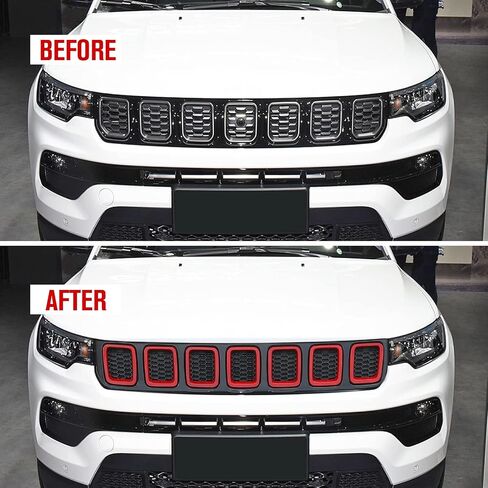 JeCar Grille Inserts ABS غطاء الشواية الأمامي ملحقات خارجية لسيارة Jeep Compass MP 2017-2020، أسود مطفي in Kuwait
