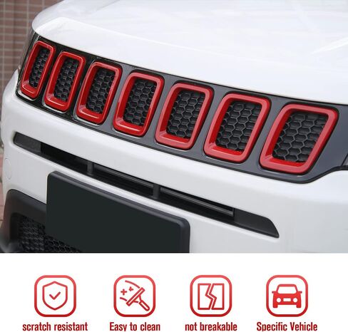 JeCar Grille Inserts ABS غطاء الشواية الأمامي ملحقات خارجية لسيارة Jeep Compass MP 2017-2020، أسود مطفي in Kuwait