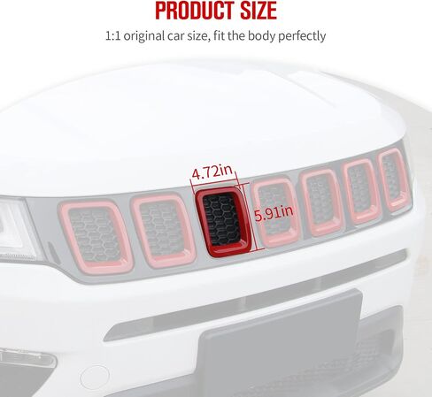 JeCar Grille Inserts ABS غطاء الشواية الأمامي ملحقات خارجية لسيارة Jeep Compass MP 2017-2020، أسود مطفي in Kuwait