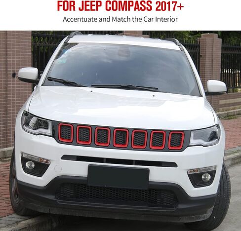 JeCar Grille Inserts ABS غطاء الشواية الأمامي ملحقات خارجية لسيارة Jeep Compass MP 2017-2020، أسود مطفي in Kuwait