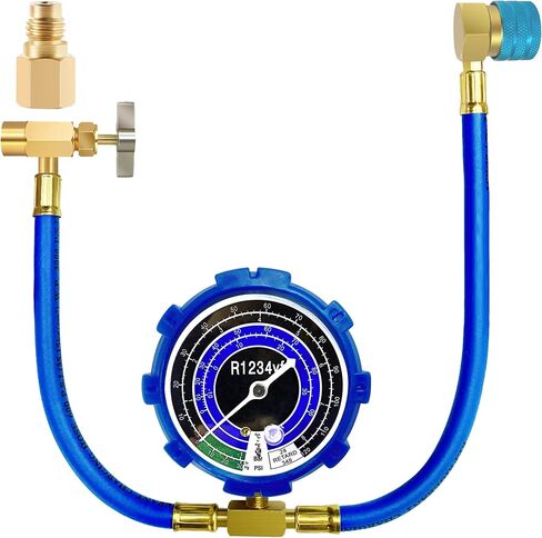 R1234yf Refrigerant Recharge Kit, 1234yf Refrigerant Kit, r1234yf refrigerant charging hose with LH (Left Hand Thread) R1234YF Self-Sealing Adapter, for Auto Air Condition R1234yf Refrigerant System in Saudi Arabia