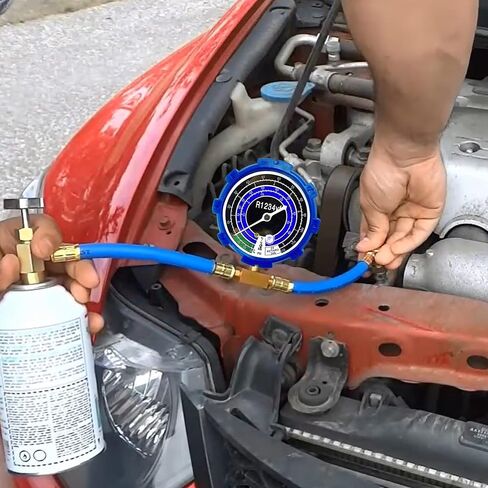 R1234yf Refrigerant Recharge Kit, 1234yf Refrigerant Kit, r1234yf refrigerant charging hose with LH (Left Hand Thread) R1234YF Self-Sealing Adapter, for Auto Air Condition R1234yf Refrigerant System in Saudi Arabia