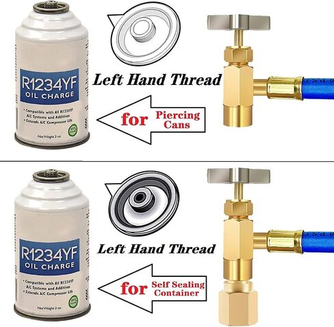 R1234yf Refrigerant Recharge Kit, 1234yf Refrigerant Kit, r1234yf refrigerant charging hose with LH (Left Hand Thread) R1234YF Self-Sealing Adapter, for Auto Air Condition R1234yf Refrigerant System in Saudi Arabia