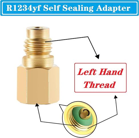 R1234yf Refrigerant Recharge Kit, 1234yf Refrigerant Kit, r1234yf refrigerant charging hose with LH (Left Hand Thread) R1234YF Self-Sealing Adapter, for Auto Air Condition R1234yf Refrigerant System in Saudi Arabia
