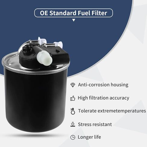 فلتر وقود WK 820/15 متوافق مع مرسيدس بنز E350 GL350 ML350 R350 S350 وسبرينتر 2500 3500 3.0 لتر V6 ديزل 2010-2021، مع 5 دبابيس | بديل # WK 820/6 , WK 82 0/7، 642 090 63 52، 642 090 48 52 in Kuwait