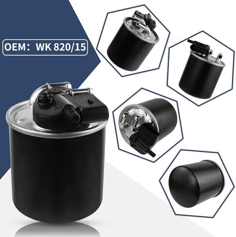 فلتر وقود WK 820/15 متوافق مع مرسيدس بنز E350 GL350 ML350 R350 S350 وسبرينتر 2500 3500 3.0 لتر V6 ديزل 2010-2021، مع 5 دبابيس | بديل # WK 820/6 , WK 82 0/7، 642 090 63 52، 642 090 48 52 in Kuwait