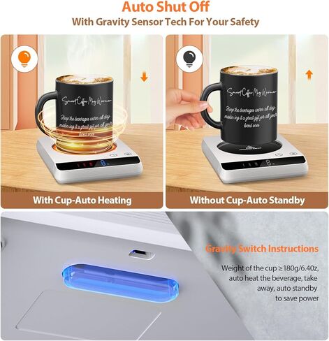مسبي جهاز تسخين الاكواب، سخان القهوة وتدفئة الاكواب للمكتب مع 3 اعدادات لدرجة الحرارة، تشغيل/ايقاف تلقائي، تسخين كوب قهوة ذكي سريع التسخين للقهوة والمشروبات والحليب والشاي للمنزل والمكتب in Kuwait