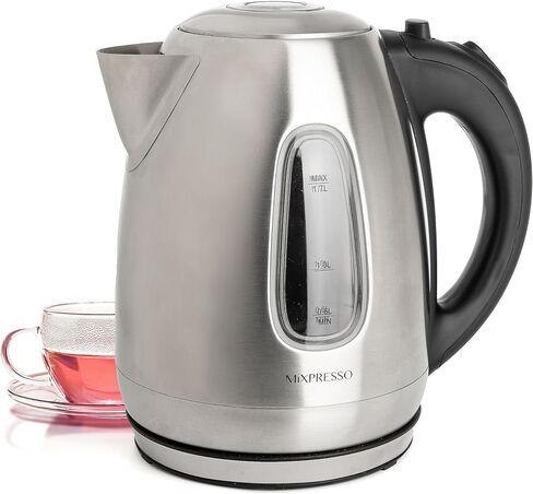 Moss & Stone Red Stainless Steel Electric Kettle, 1.7L Cordless 1500W | Large, portable hot water tea kettle, fast boiling pot, boil-dry protection, auto shut-off, blue Illuminate LED light in Kuwait