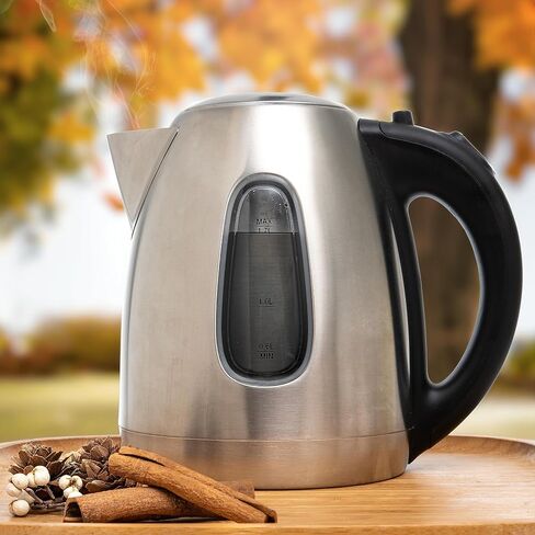Moss & Stone Red Stainless Steel Electric Kettle, 1.7L Cordless 1500W | Large, portable hot water tea kettle, fast boiling pot, boil-dry protection, auto shut-off, blue Illuminate LED light in Kuwait