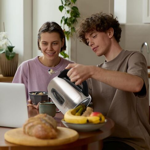 Moss & Stone Red Stainless Steel Electric Kettle, 1.7L Cordless 1500W | Large, portable hot water tea kettle, fast boiling pot, boil-dry protection, auto shut-off, blue Illuminate LED light in Kuwait