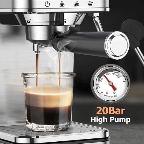 KOIOS Espresso Machine, 20 Bar Semi-Automatic Espresso Maker for home, 1200W Stainless Steel Espresso Coffee Maker with Foaming Steam Wand, 1.7L Water Tank, PID Control System in Saudi Arabia