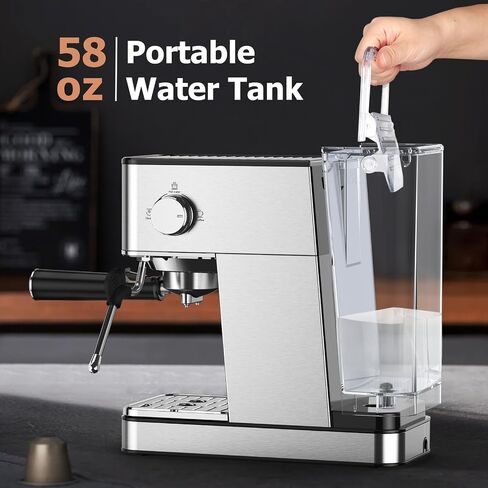KOIOS Espresso Machine, 20 Bar Semi-Automatic Espresso Maker for home, 1200W Stainless Steel Espresso Coffee Maker with Foaming Steam Wand, 1.7L Water Tank, PID Control System in Saudi Arabia