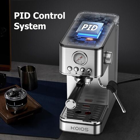 KOIOS Espresso Machine, 20 Bar Semi-Automatic Espresso Maker for home, 1200W Stainless Steel Espresso Coffee Maker with Foaming Steam Wand, 1.7L Water Tank, PID Control System in Saudi Arabia