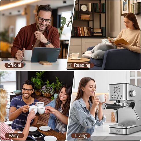 KOIOS Espresso Machine, 20 Bar Semi-Automatic Espresso Maker for home, 1200W Stainless Steel Espresso Coffee Maker with Foaming Steam Wand, 1.7L Water Tank, PID Control System in Saudi Arabia