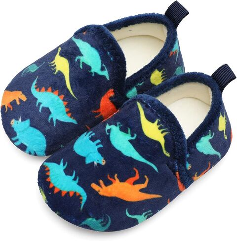 L-RUN Toddler House Slippers Non-Slip Rubber Sole Indoor Outdoor Walking Shoes for Boys & Girls Warm Fleece Lined Winter Slipper Socks in Saudi Arabia
